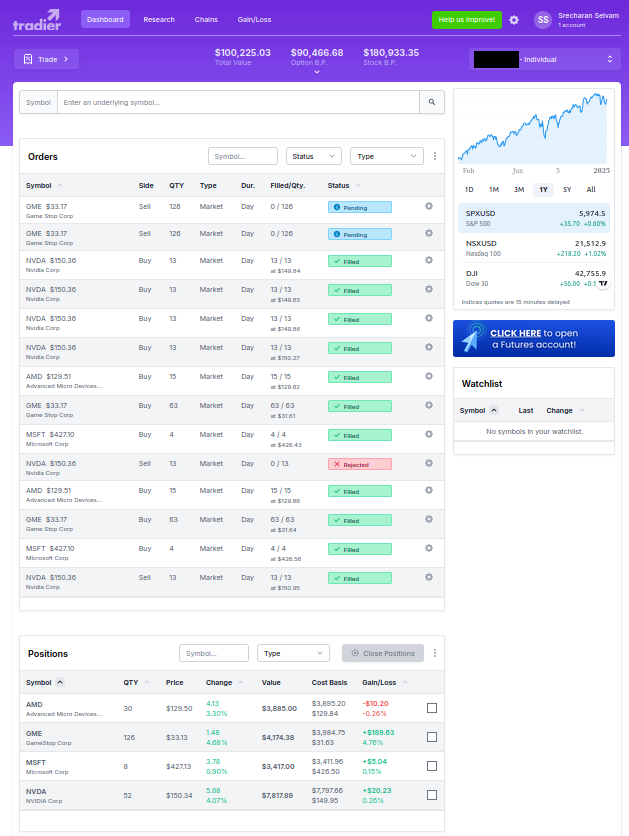 Tradier Trading Interface